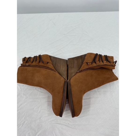 Diba Womens Suede Wedge Booties Size 9M Brown Ankle Round Toe - Picture 8 of 14